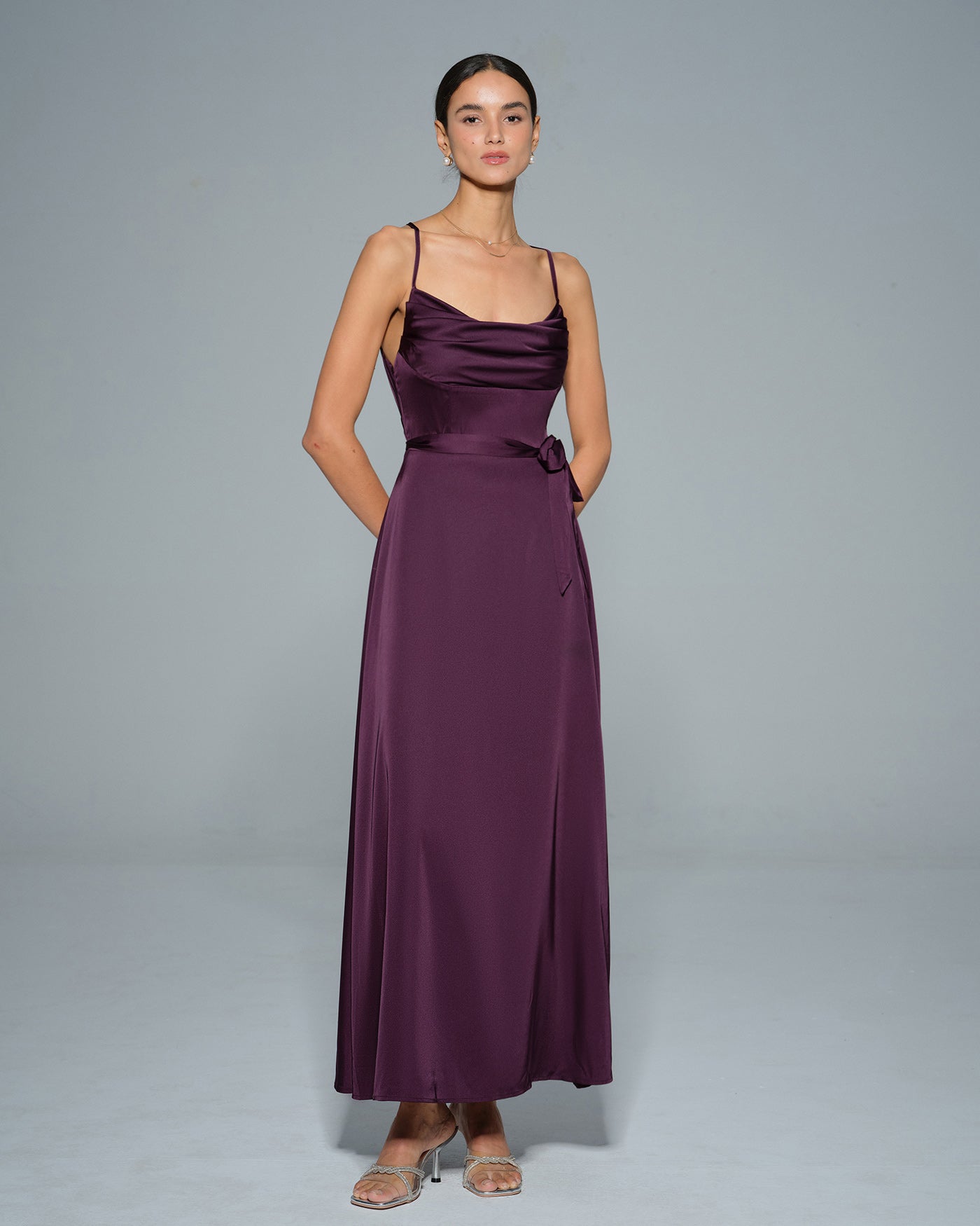Purple Cowl Neck Satin Maxi Dress & Reviews - Purple - Dresses Purple Cowl Neck Satin Maxi Dress & Reviews - Purple - Dresses