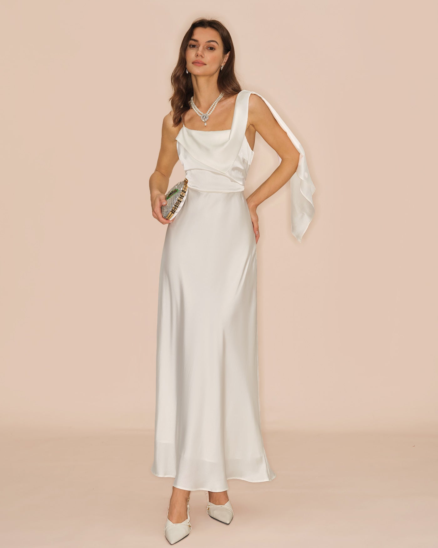 Rihoas Satin Square Neck Maxi Dress
