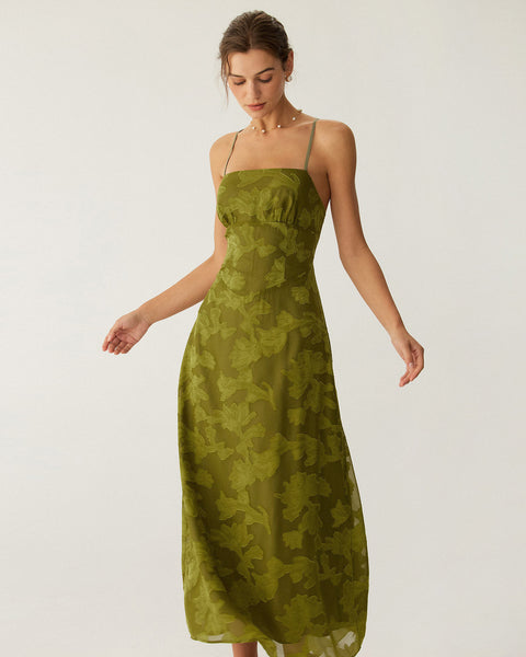 green floral dress long Ruched Backless Slip Maxi & Reviews - Green - Dresses style-number: KYD767 whimsical touch Guizio Scaosi Lace Detail Taglia:40.5
