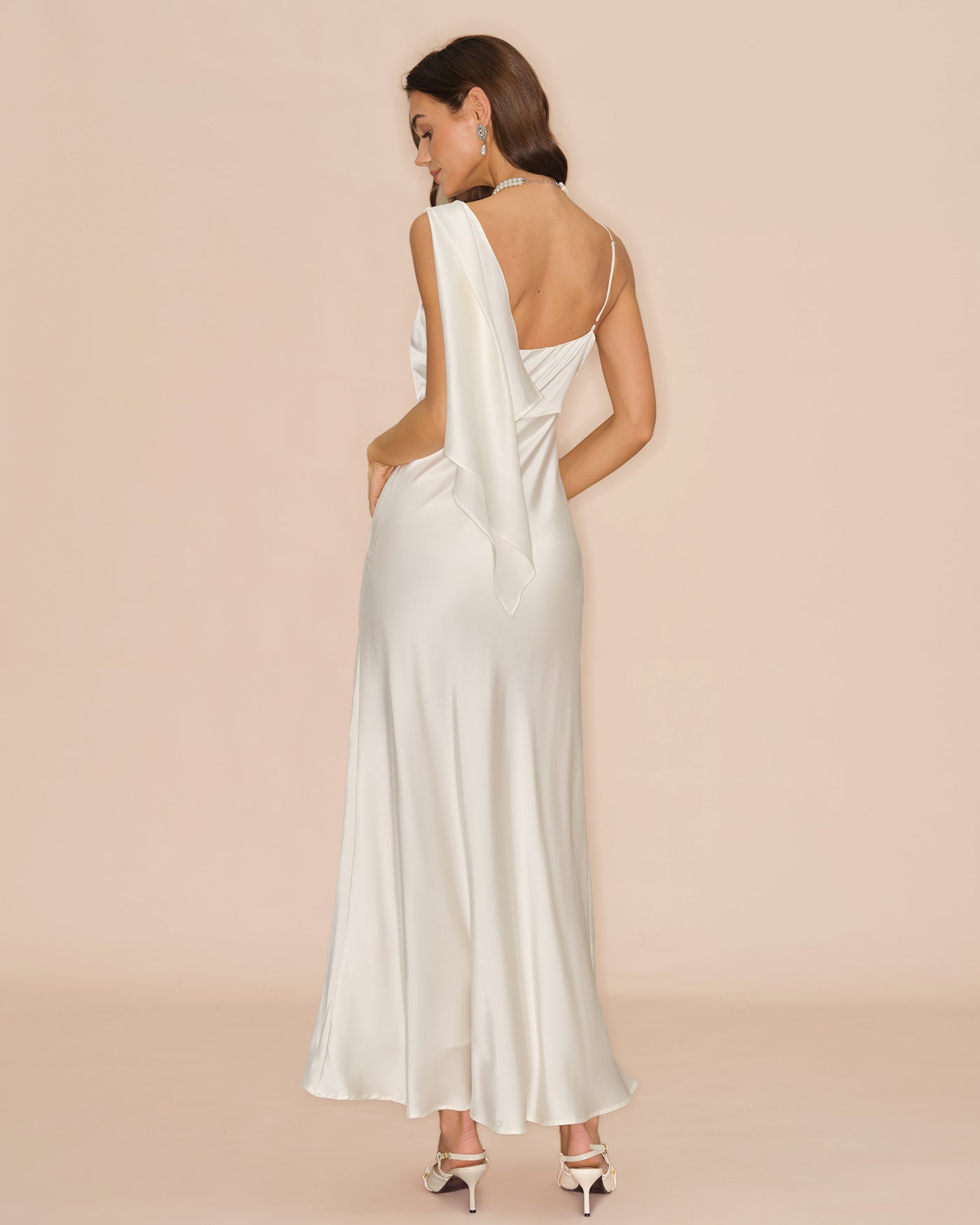 Off White Square Neck Satin Maxi Dress & Reviews - Off White - Dresses