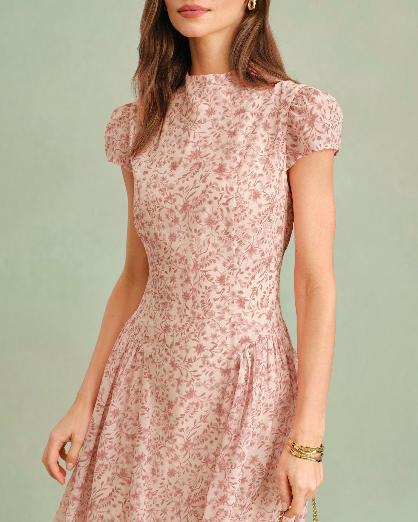 pink floral dress women Pink Mock Neck Floral Maxi Dress & Reviews - Pink - Dresses