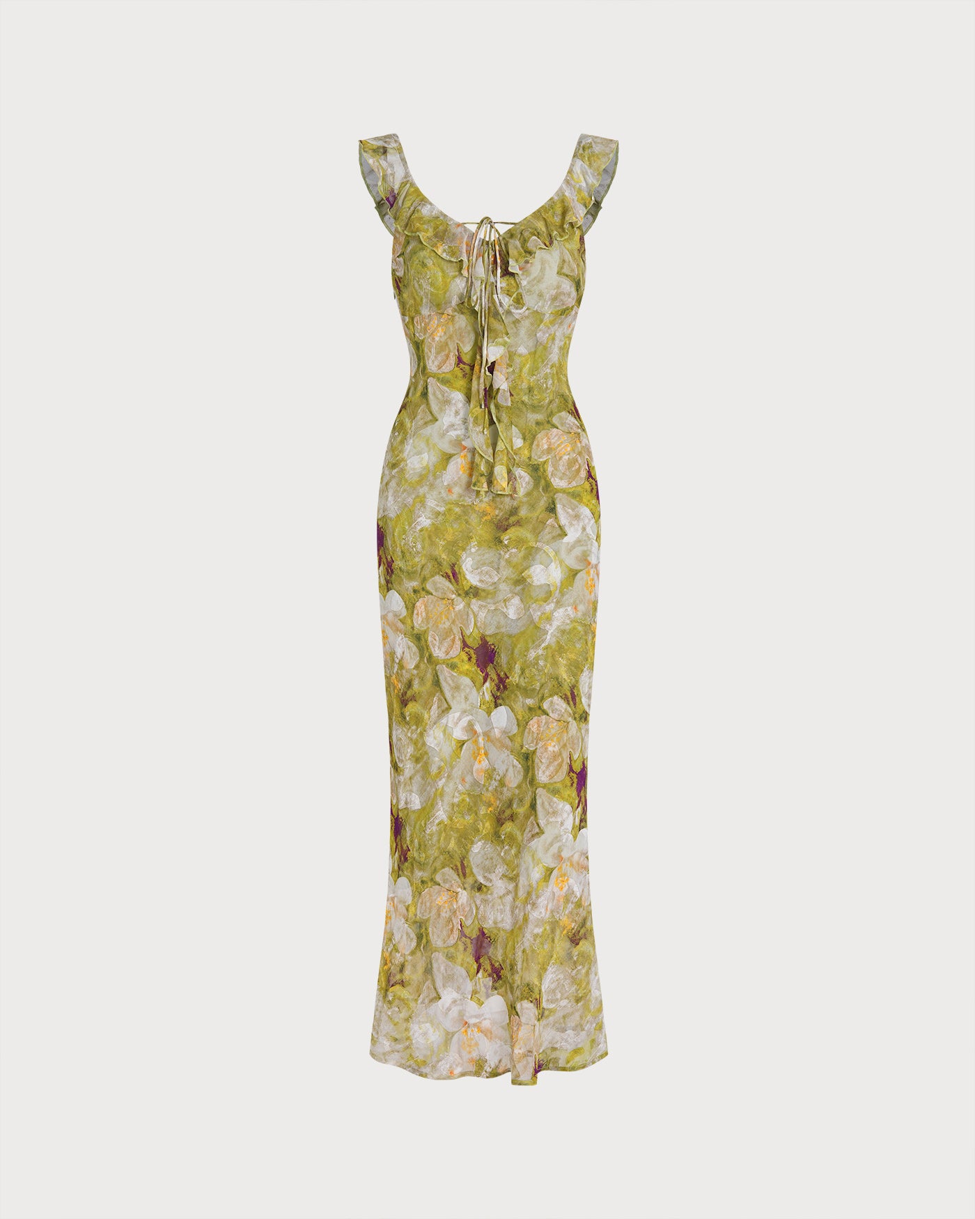 Women's  Woven Polyester Maxi Dress Green Dresses - RIHOAS