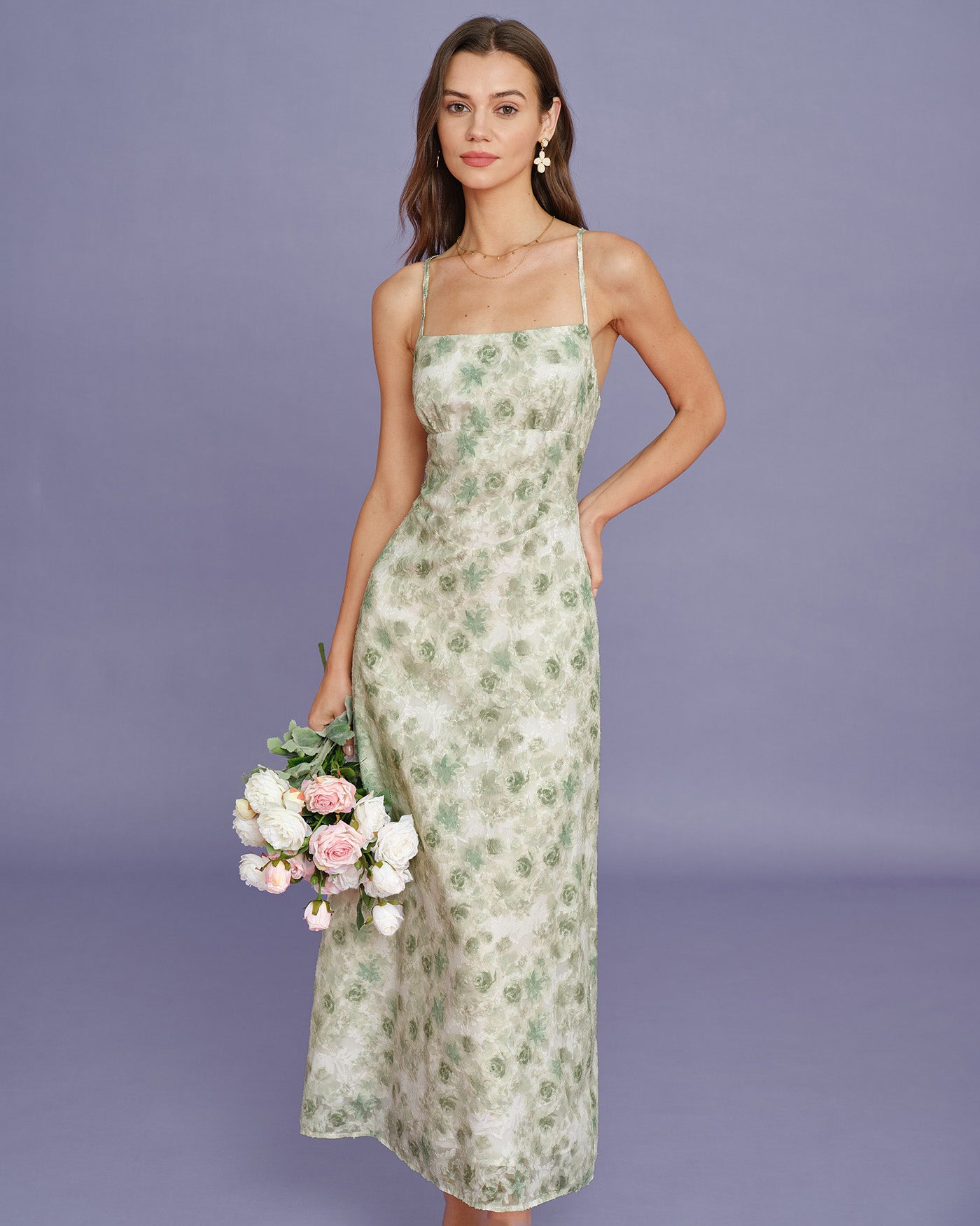 Light Green X Cross Floral Slip Maxi Dress Light Green X Cross Floral Slip Maxi Dress