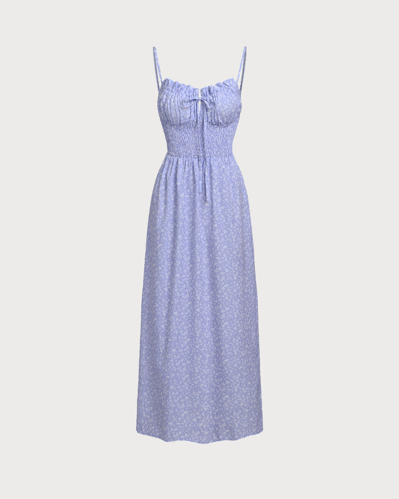 Purple Floral Tie Front Slip Maxi Dress