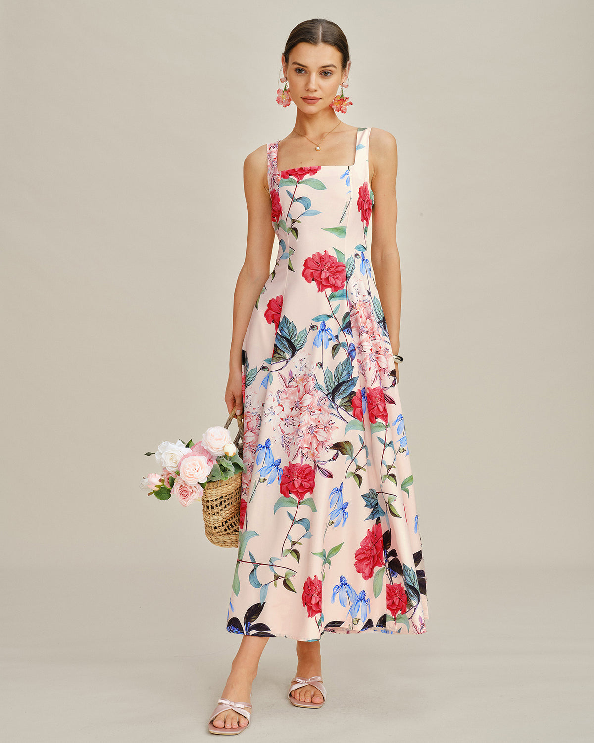 Rihoas Floral A-Line Sleeveless Maxi Dress for women, Multi / US|4