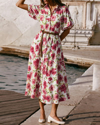 Women's Woven Polyester Maxi Dress Pink Dresses - RIHOAS