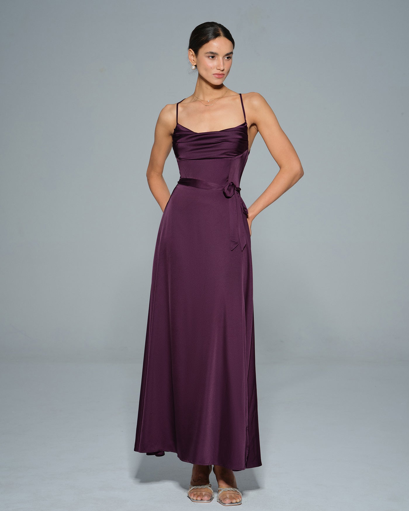 Purple Cowl Neck Satin Maxi Dress & Reviews - Purple - Dresses | RIHOAS Purple Cowl Neck Satin Maxi Dress & Reviews - Purple - Dresses | RIHOAS