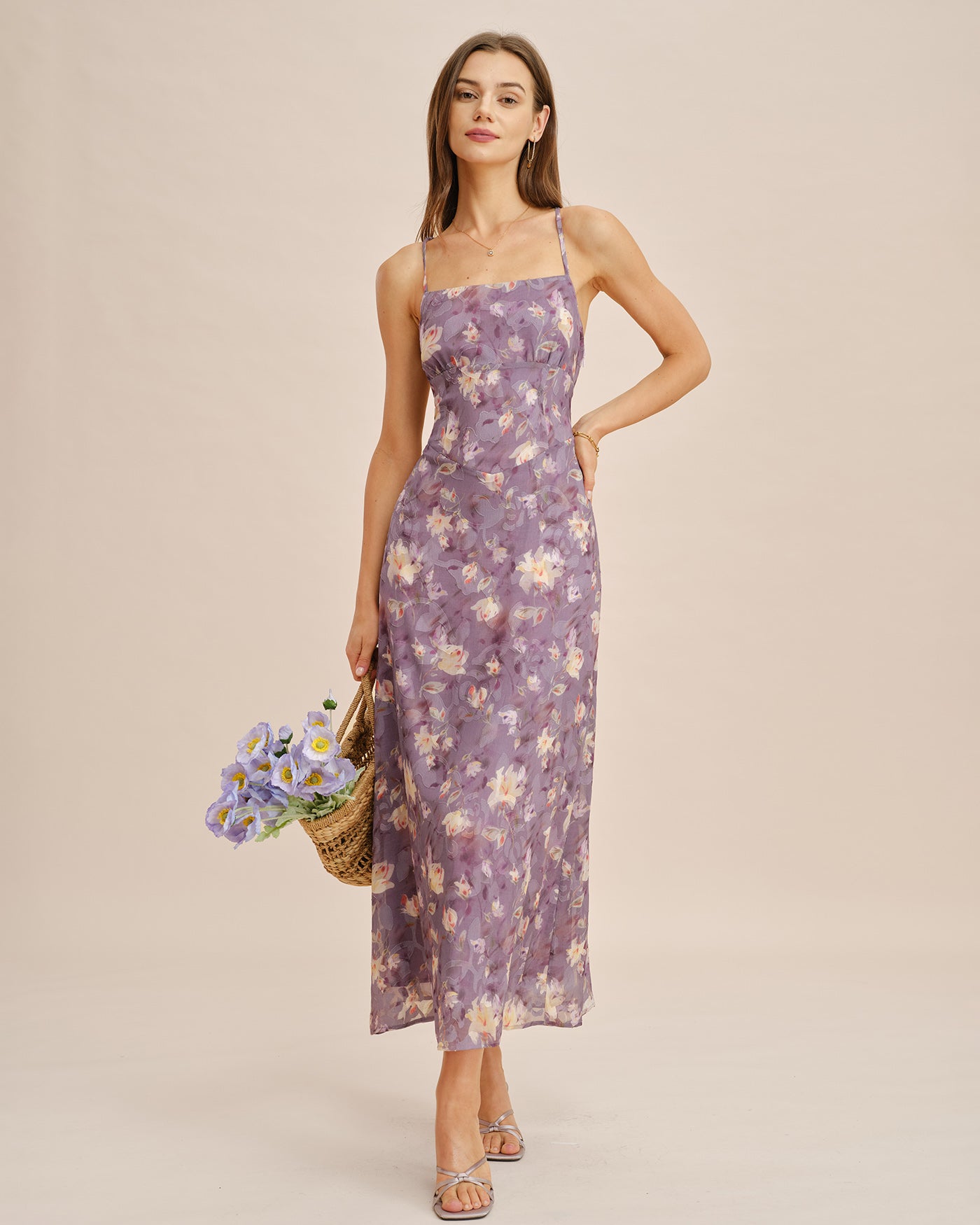 floral maxi dress purple Purple X Cross Jacquard Slip Maxi Dress & Reviews - Purple - Dresses