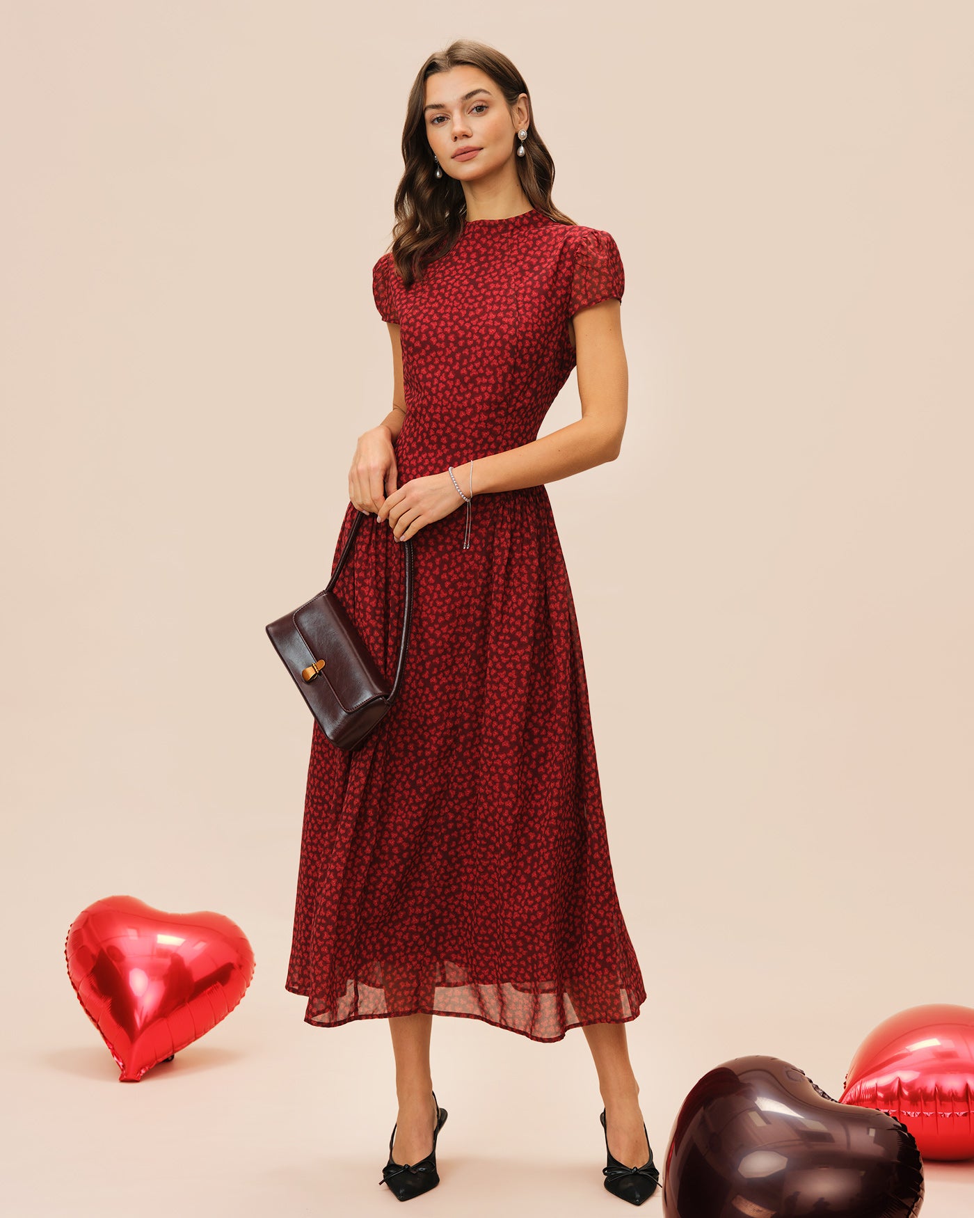 Red Cap Sleeve Floral Maxi Dress & Reviews - Red - Dresses