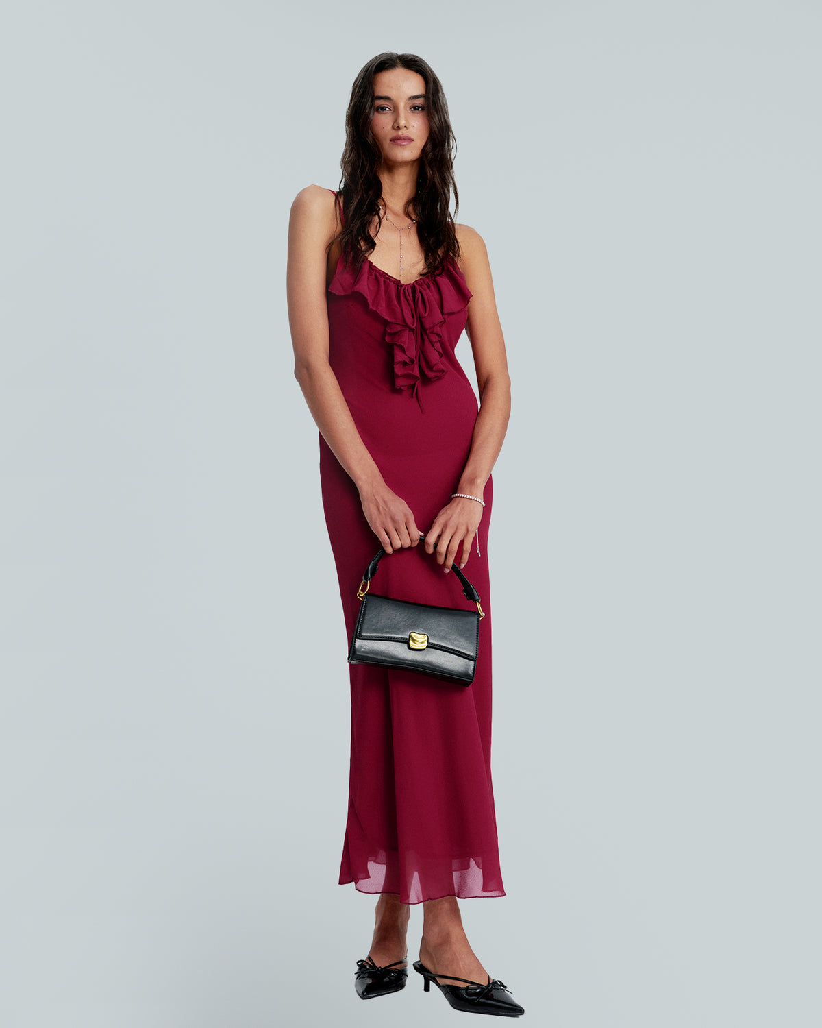 Women's Woven Polyester Maxi Dress Red Dresses - RIHOAS