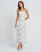 Women's Woven Polyester Maxi Dress White Dresses - RIHOAS