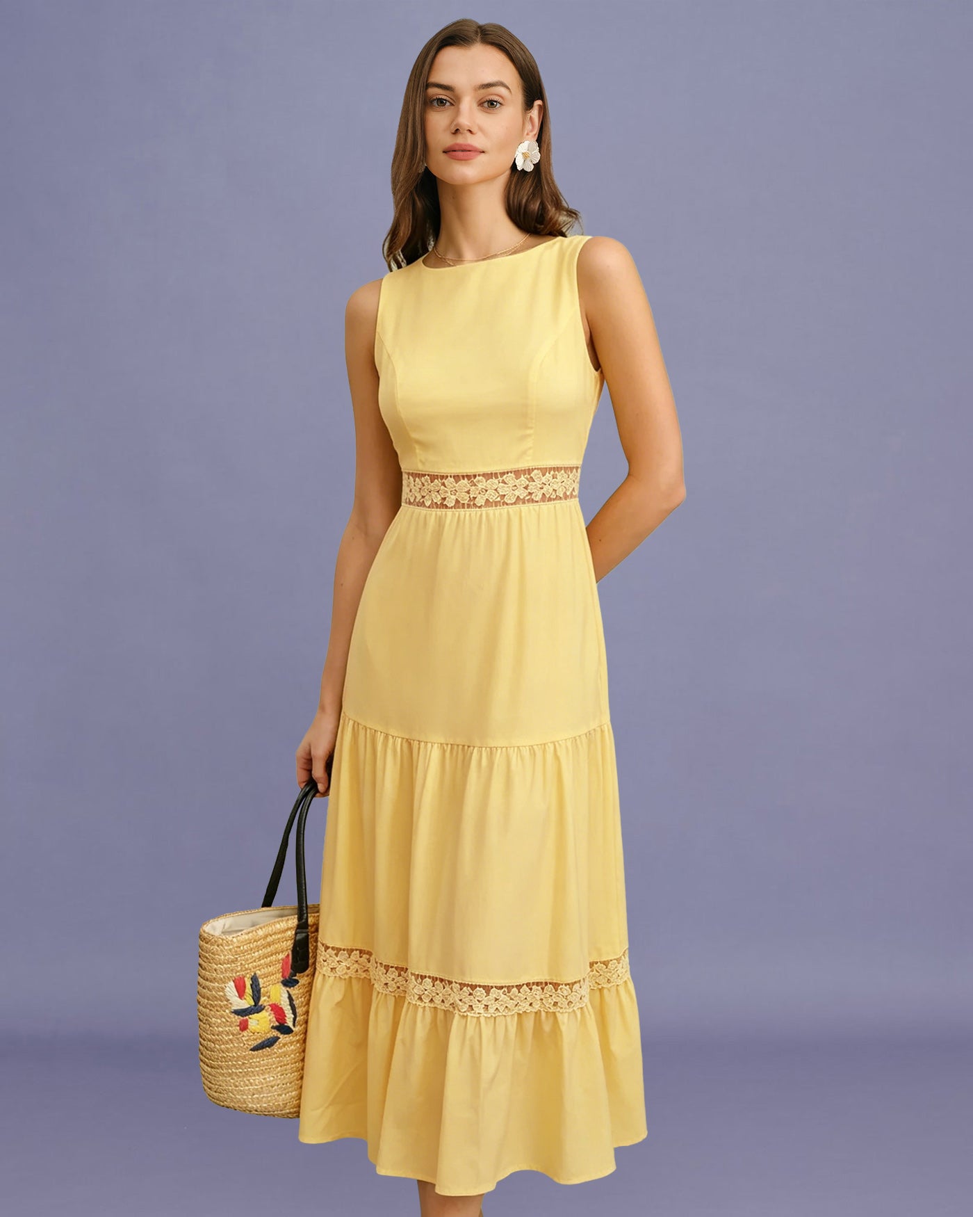 yellow sleeveless dress Yellow Sleeveless Shirred Tunic Maxi Dress & Reviews - Yellow - Dresses