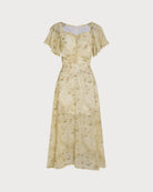 Women's Woven Polyester Maxi Dress Yellow Dresses - RIHOAS