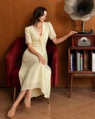 Women's  Woven Polyester Maxi  Dress Yellow Dresses - RIHOAS