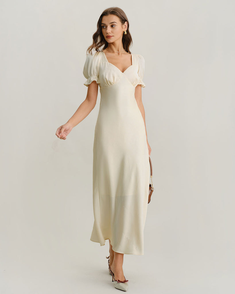 Women's Woven Polyester Maxi Dresses Apricot Dresses - RIHOAS