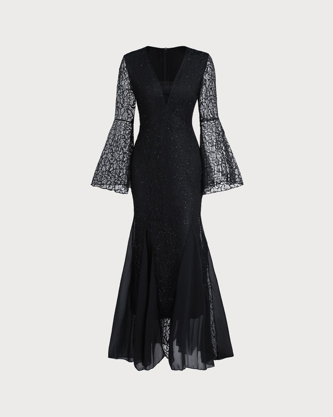 Women's Woven Polyester Maxi Dresses Black Dresses - RIHOAS