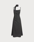 Women's Woven Polyester Maxi Dresses Black Dresses - RIHOAS