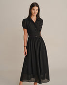 Women's Woven Polyester Maxi Dresses Black - RIHOAS