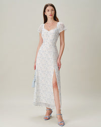Women's Woven Polyester Maxi Dresses Blue Dresses - RIHOAS