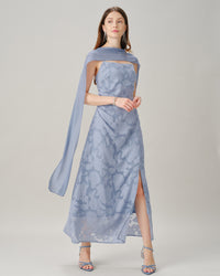 Women's Woven Polyester Maxi Dresses Blue Dresses - RIHOAS