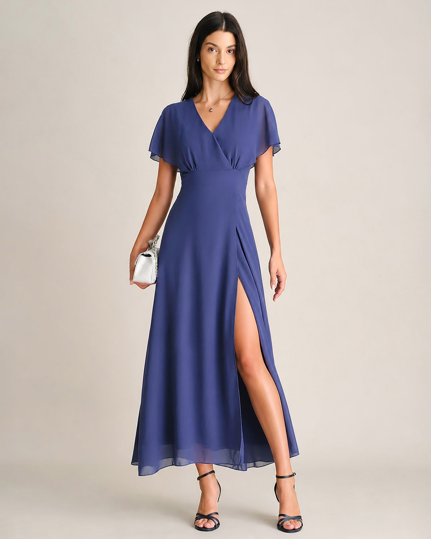 Women's Woven Polyester Maxi Dresses Blue - RIHOAS