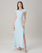 Women's Woven Polyester Maxi Dresses Blue Dresses - RIHOAS