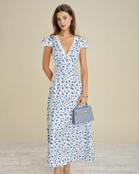 Women's Woven Polyester Maxi Dresses Blue Dresses - RIHOAS