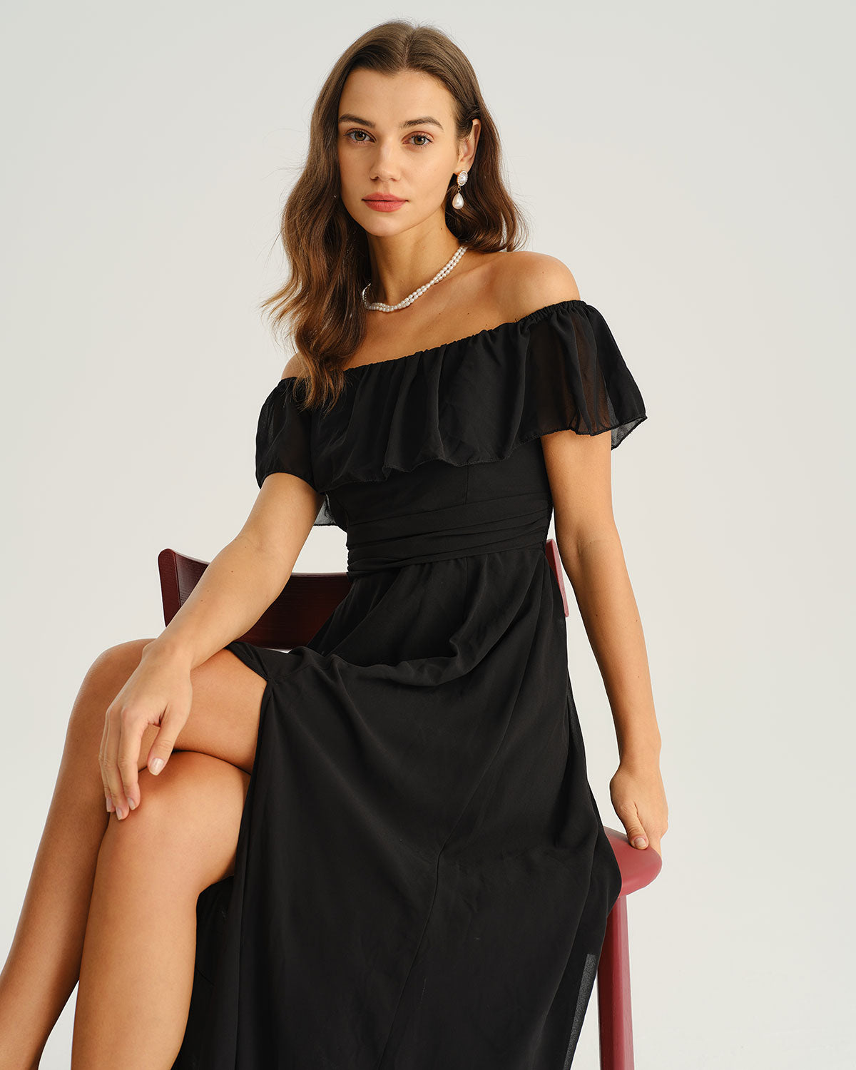 Black Off The Shoulder A-Line Maxi Dress & Reviews - Black - Dresses | RIHOAS Black Off The Shoulder A-Line Maxi Dress & Reviews - Black - Dresses | RIHOAS