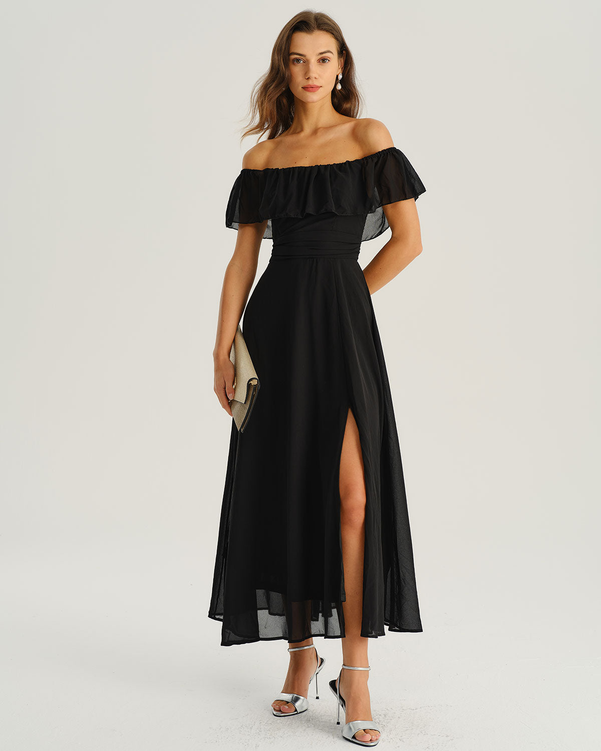 Black Off The Shoulder A-Line Maxi Dress & Reviews - Black - Dresses | RIHOAS Black Off The Shoulder A-Line Maxi Dress & Reviews - Black - Dresses | RIHOAS