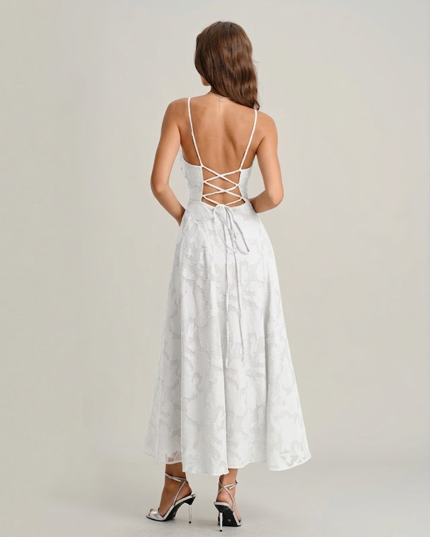 White X Cross Jacquard Slip Maxi Dress & Reviews - White - Dresses | RIHOAS
