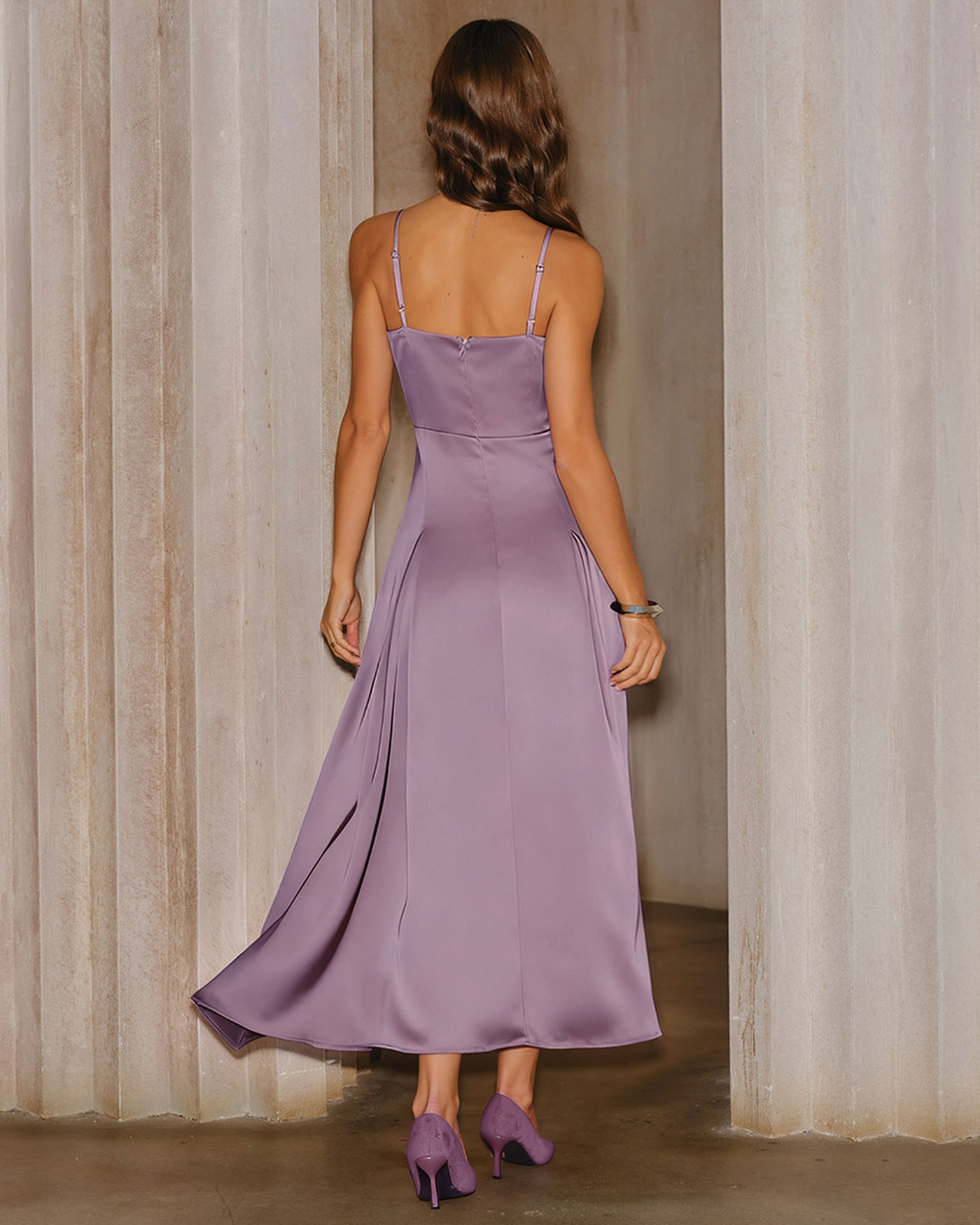 Silk Purple Sundress Women's Rihoas Satin Slip Maxi Dress For Women, Purple L Silk Purple Sundress Women's Rihoas Satin Slip Maxi Dress For Women, Purple L