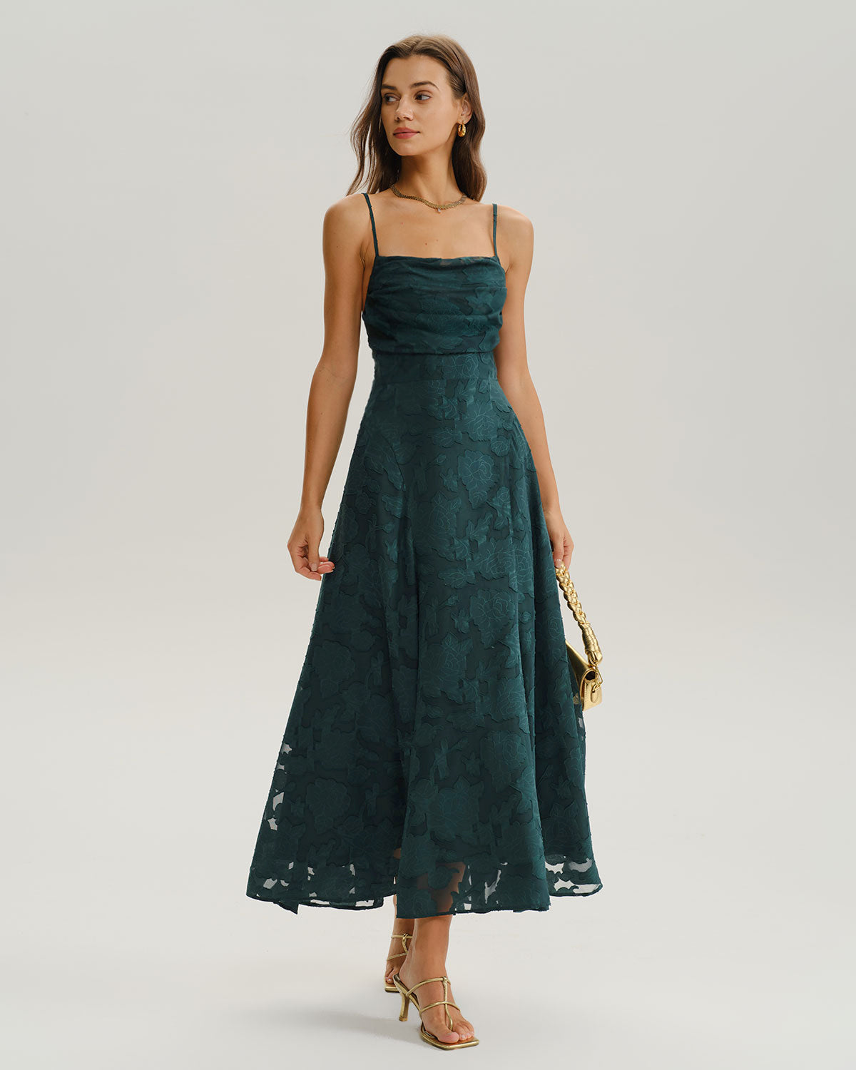 Green Jacquard A-Line Slip Maxi Dress & Reviews - Green - Dresses | RIHOAS Green Jacquard A-Line Slip Maxi Dress & Reviews - Green - Dresses | RIHOAS