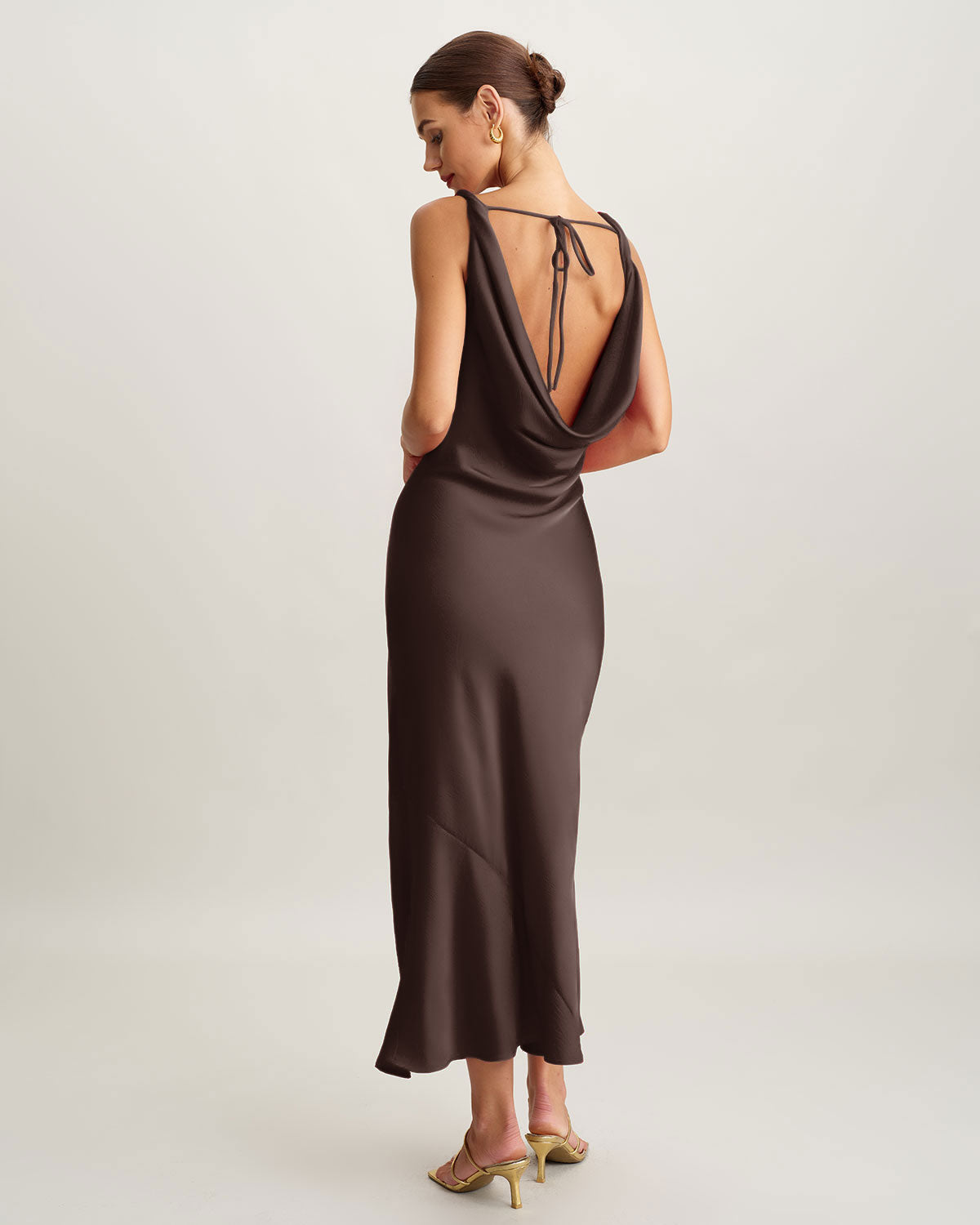 Coffee Cowl Neck Satin Maxi Dress & Reviews - Coffee - Dresses | RIHOAS Coffee Cowl Neck Satin Maxi Dress & Reviews - Coffee - Dresses | RIHOAS