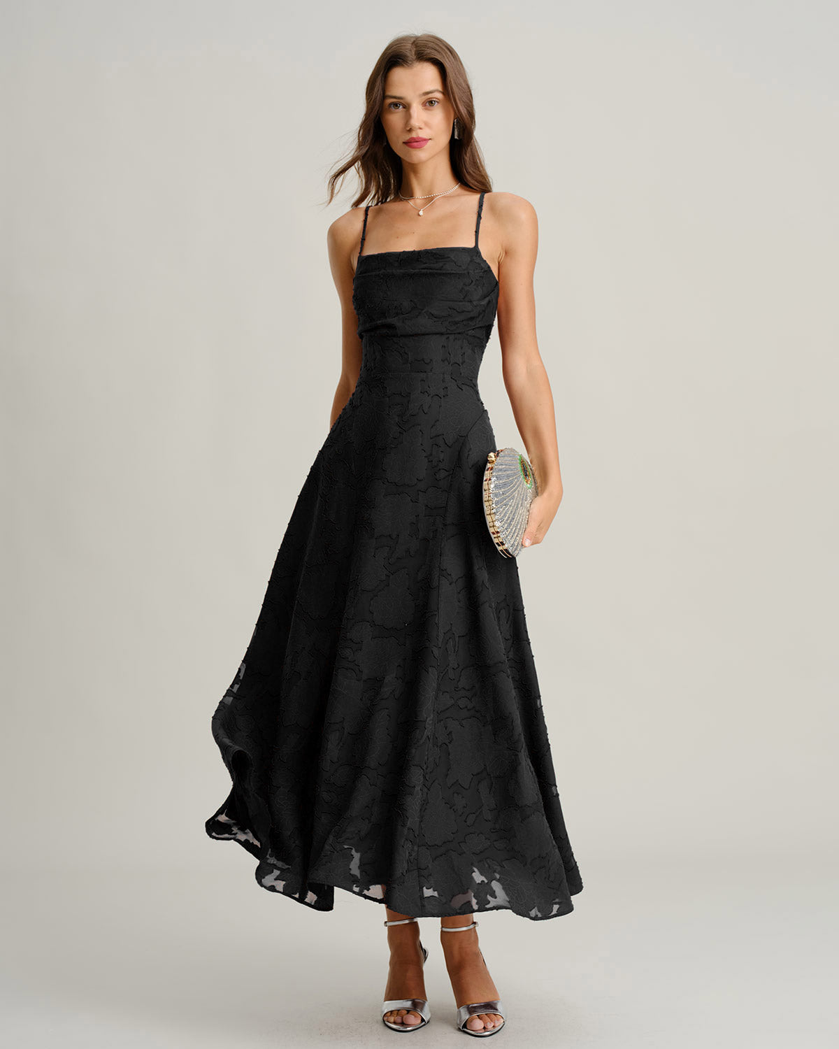 Rihoas Jacquard Square Neck Slip Maxi Dress | Criss Cross Back for Evening Party, Wedding Guest, Cocktail, Prom, Black / XL Rihoas Jacquard Square Neck Slip Maxi Dress | Criss Cross Back for Evening Party, Wedding Guest, Cocktail, Prom, Black / XL