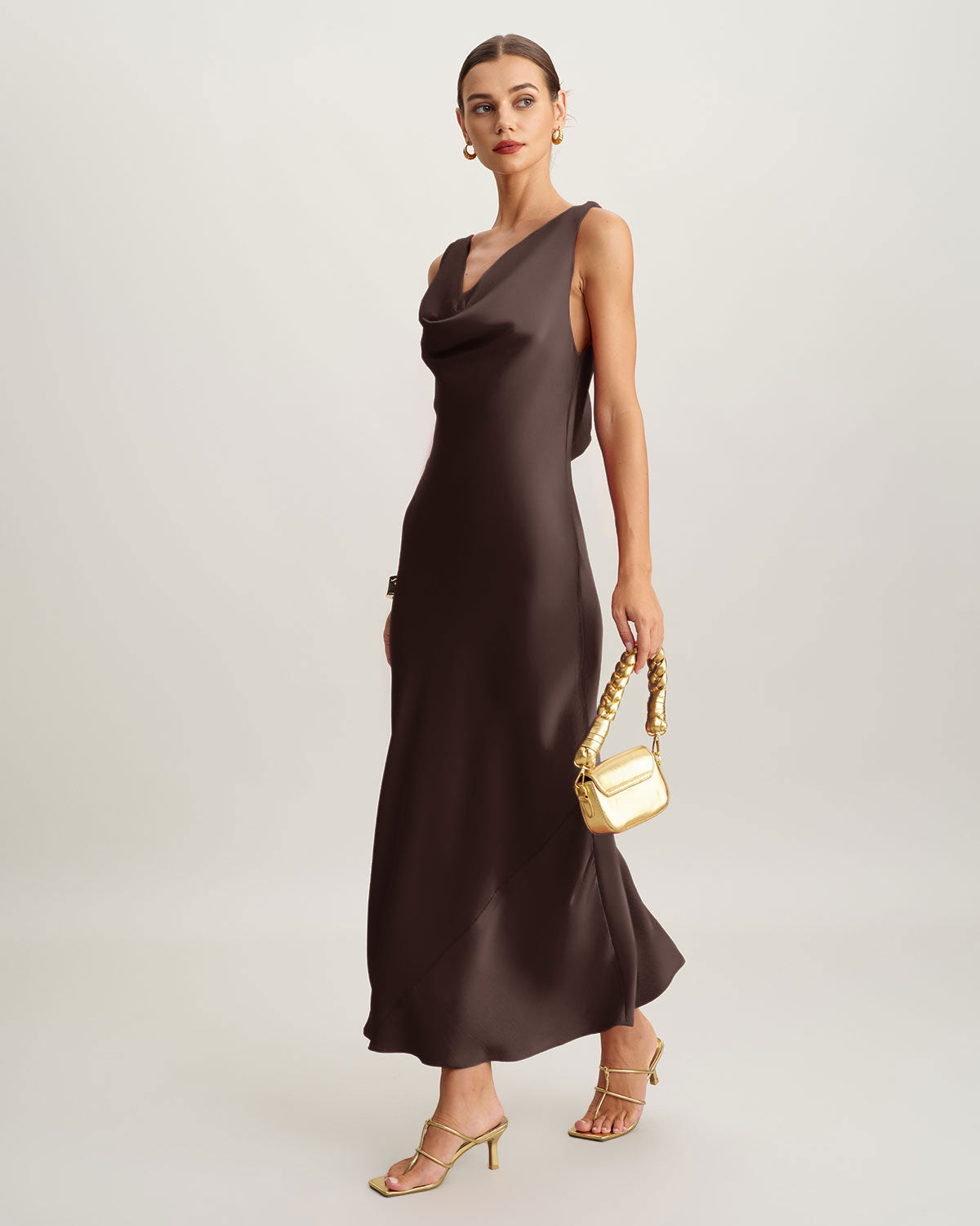 Coffee Cowl Neck Satin Maxi Dress & Reviews - Coffee - Dresses | RIHOAS Coffee Cowl Neck Satin Maxi Dress & Reviews - Coffee - Dresses | RIHOAS