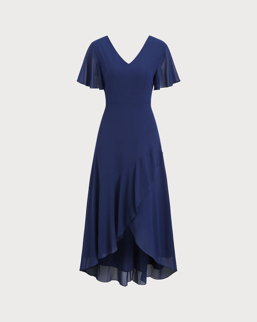 Women's Woven Polyester Maxi Dresses Navy Dresses - RIHOAS