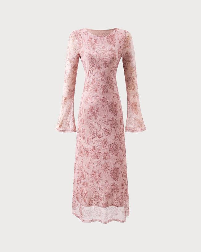 Women's Woven Polyester Maxi Dresses Pink Dresses - RIHOAS