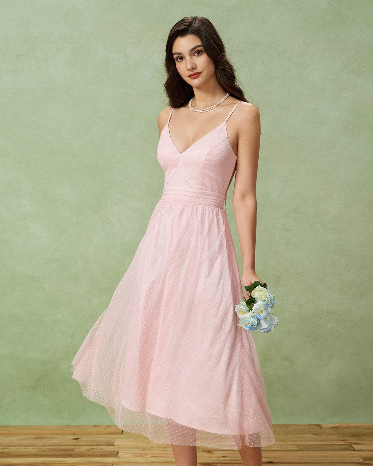 Women's Woven Polyester Maxi Dresses Pink Dresses - RIHOAS