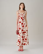 Women's Woven Polyester Maxi Dresses Red Dresses - RIHOAS