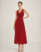 Women's Woven Polyester Maxi Dresses Red Dresses - RIHOAS