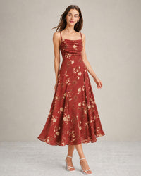 Women's Woven Polyester Maxi Dresses Red Dresses - RIHOAS