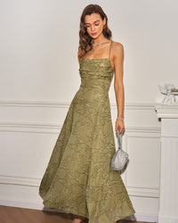 Women's Woven Polyester Maxi Dresses Sage Green Dresses - RIHOAS