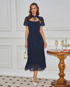 Women's Woven Polyester MidI Dress Blue Dresses - RIHOAS