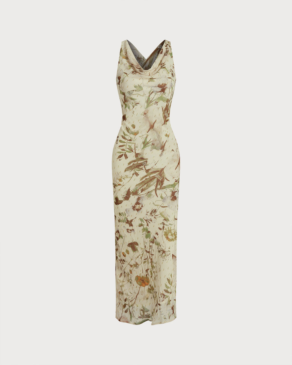 Women's Woven Polyester Midi Dress Apricot Dresses - RIHOAS