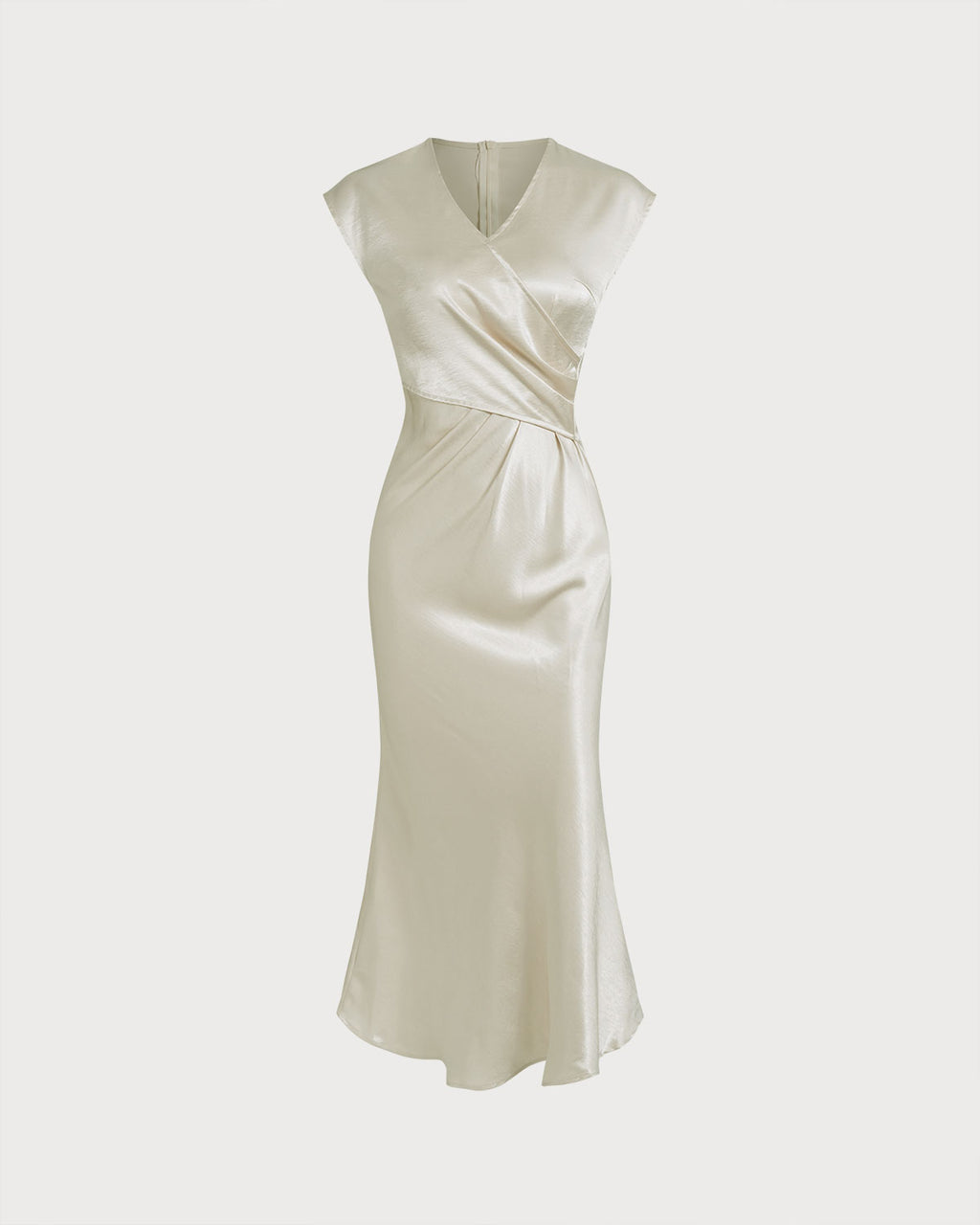 Women's Woven Polyester Midi Dress Beige Dresses - RIHOAS