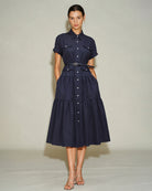 Women's  Woven Polyester Midi Dress Blue Dresses - RIHOAS