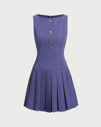 Women's Woven Polyester Midi Dress Blue Dresses - RIHOAS