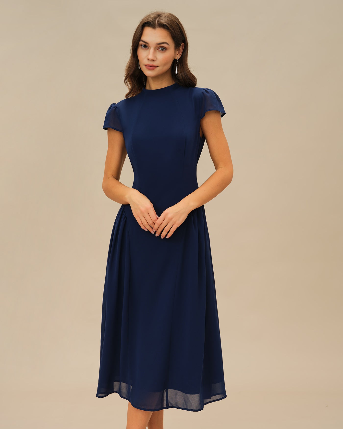 Blue Puffed Sleeve Midi Dress Blue Puffed Sleeve Midi Dress