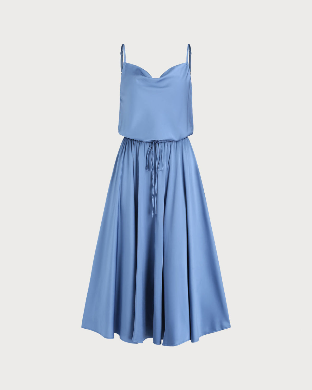 Women's Woven Polyester Midi Dress Blue Dresses - RIHOAS