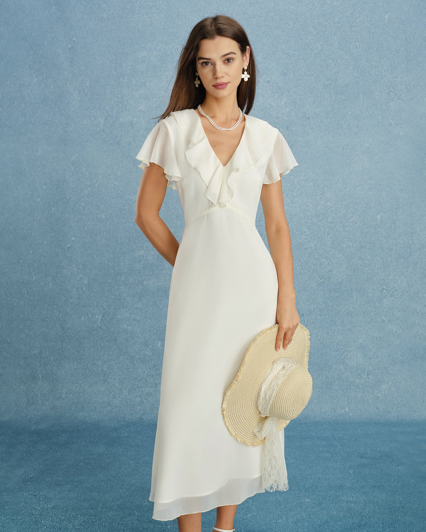 Women's Woven Polyester Midi Dress Dresses - RIHOAS
